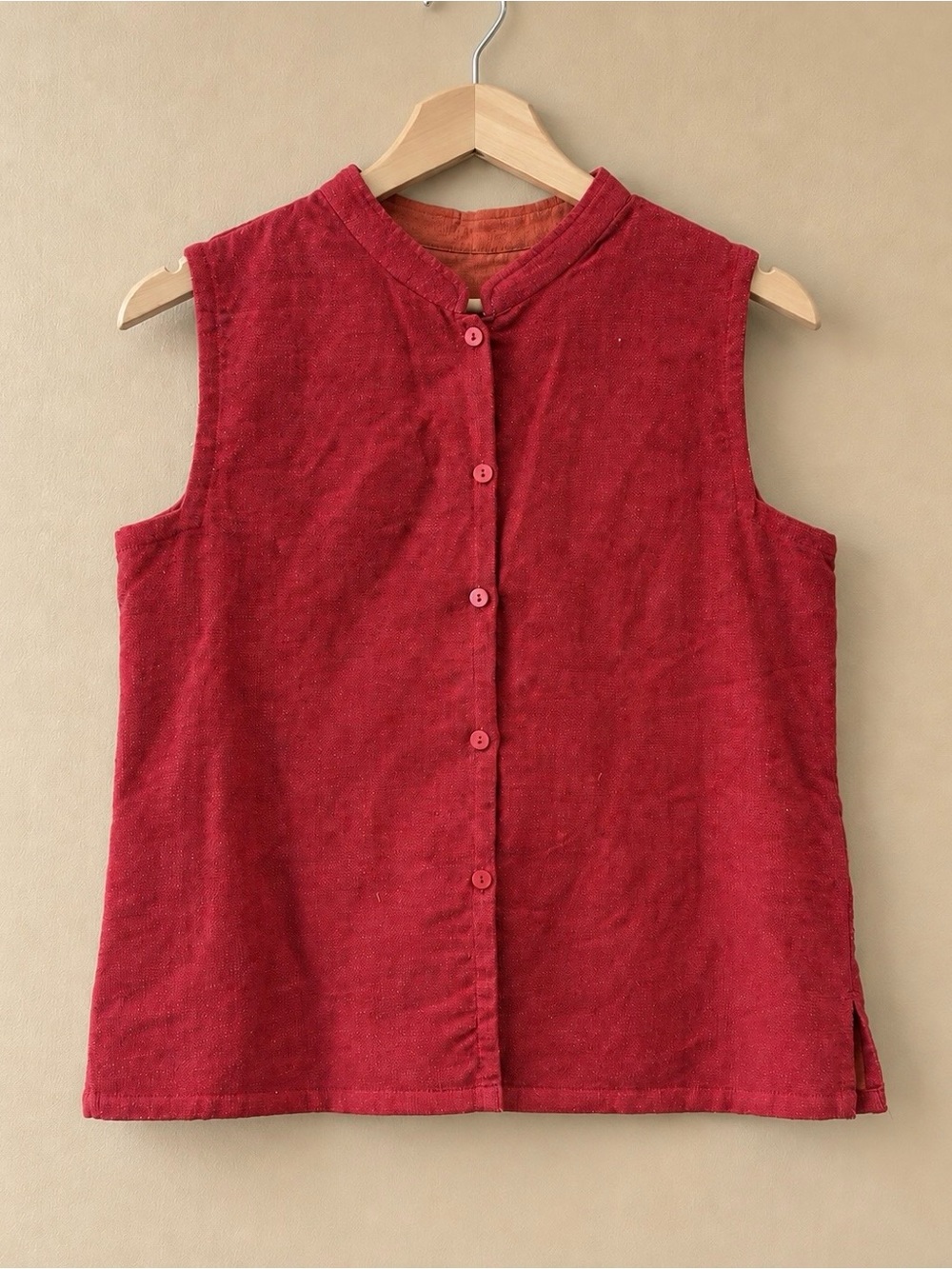 White Stag Red Sleeveless Button Front Vest